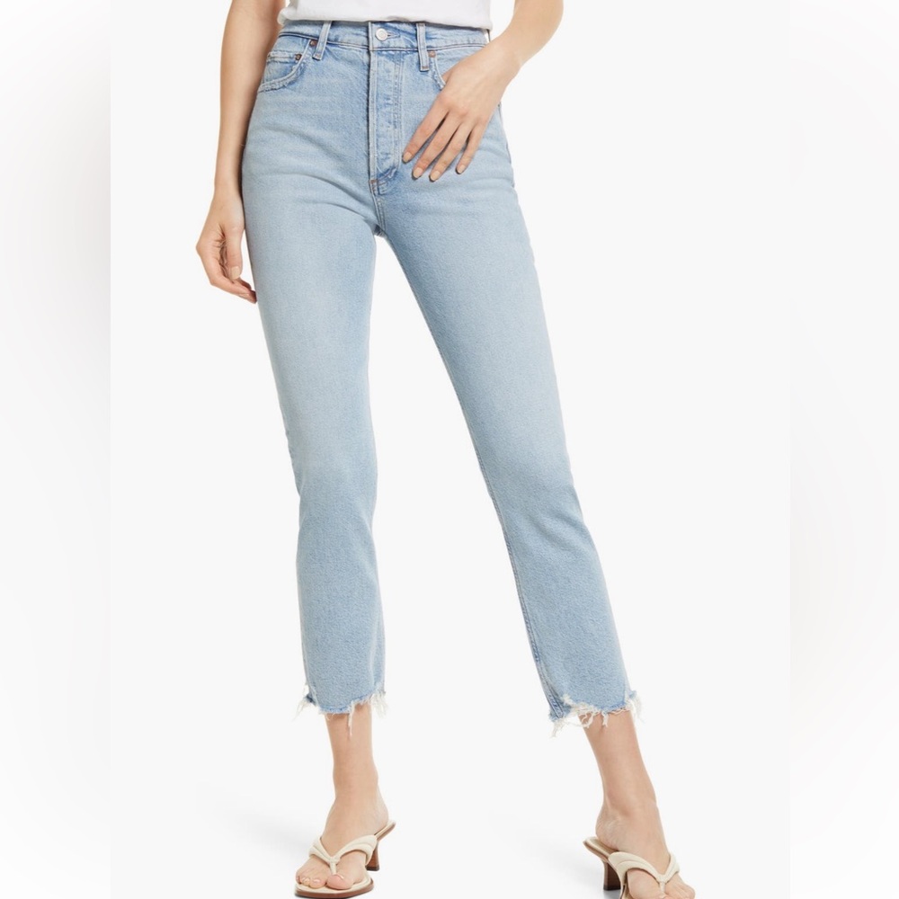 AGOLDE Riley high waist chewed hem jeans